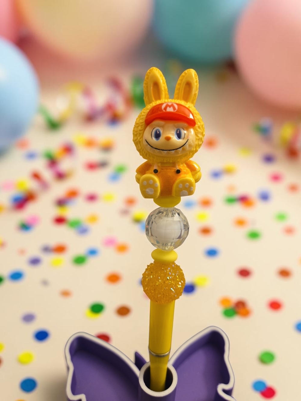 Labubu Character Pen Topper — Cute Yellow Accent